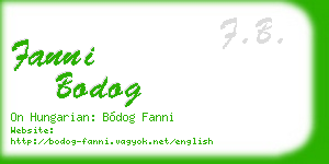 fanni bodog business card